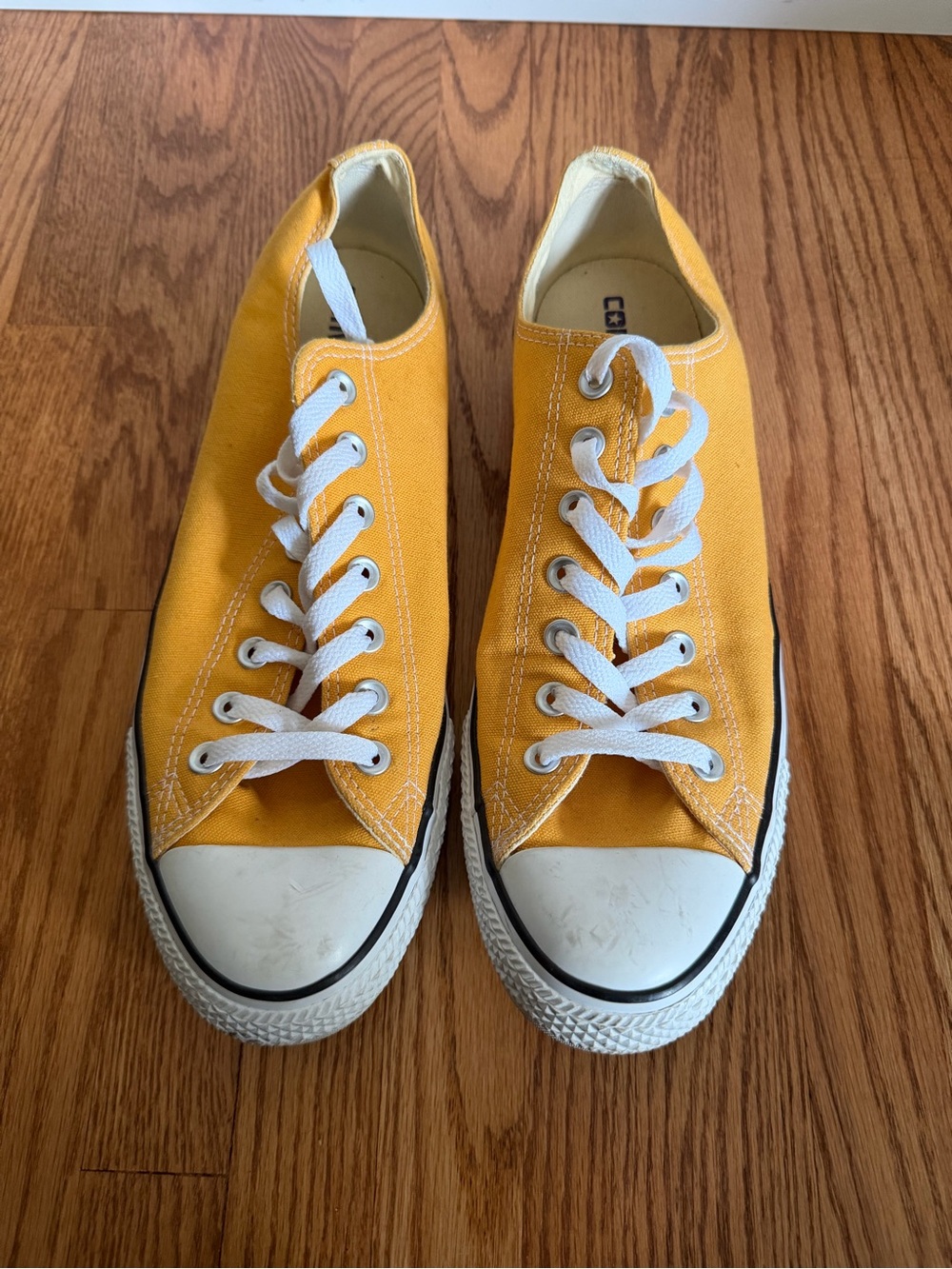 Converse Kids Yellow Low Top Canvas Sneakers with White Laces